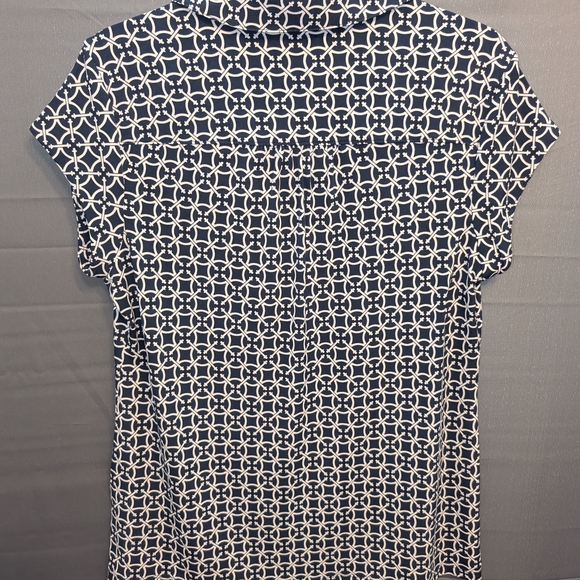 Charter Club Navy and White Geometric Short-Sleeve Polo - Picture 2 of 4